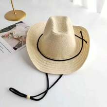 Men's Summer Straw Sun Hat Wide Brim Panama Straw Hat Beach Hat With Windproof Rope - Straw Hat - View 11