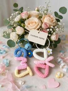 Customized Keychain, Name Tag, Crocheted Letter And Car Keychain - Personalized Gift, Suitable For Bag Charm, Birthday Or Halloween - Multicolor - View 5