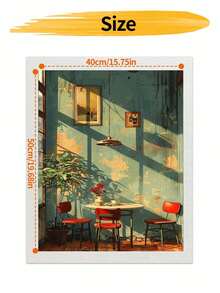 DIY Vintage Cafe Interior With Warm Sunlight (Frameless 8x12 / 16x20 Inches) Paint By Numbers Kit (Acrylic) Arts & Crafts For Adult Beginners, Home Wall Decor, And Creative Holiday Gifts - Sets - View 8