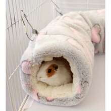 Winter Hamster Tunnel Squirrel Hammock Passage Sugar Glider Guinea Pig Plush Sleeping Bag Nest - A - View 10
