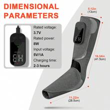 Cordless Air Compression Leg & Foot Massager With Graphene Heat, 3-Speed Electric Heated Calf & Foot Massaging Wrap With Digital Display For Muscle Relaxation,Single Pack, Black - Black - View 2