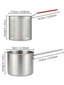 Stainless Steel Deep Fryer With Strainer Rack - Compact And Easy To Use - Perfect For Making Crispy Potato Chips, French Fries, Fish And Chicken - Essential Kitchen Tool For Home Cooking - View 3