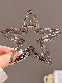 2 piezas/1 pieza Pinza de pelo de plástico ligero con forma de estrella de 9 cm/3.54 pulgadas en color negro y té para mujer, accesorio de pelo elegante y versátil de unicolor minimalista para uso diario, salidas, casual, fiesta, playa, vacaciones, coleta, peinado recogido, lavado de cara, baño, maquillaje, combinación de atuendos, pinza de pelo - Multicolor - Ver 6