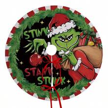 The Grinch Christmas Tree Skirt, Happy Christmas Party Decoration Tree Skirt Ornament, Holiday Decor And Photo Prop, Christmas Halloween Birthday Gift, Suitable For Home And Adults - Multicolor - View 5