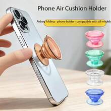 Translucent Phone Grip With Expandable Bracket, Clear Airbag Stand Material, Ultra-Transparent Telescopic Slouchy DIY Painted Drip Glue Phone Holder - Multicolor - View 4