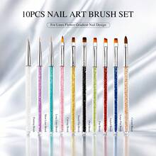 10pcs Nail Art Brush Set Drawing Pen Set Nail Art Decorations Brush For Diy Manicure Manicure Nail Art Pen Tool - Multicolor - View 8