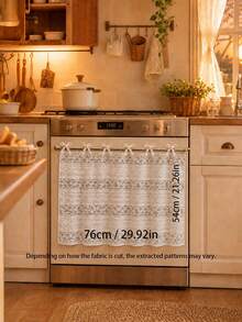 Vintage Beige Lace Oven And Dishwasher Cover, Polyester Kitchen Stove Cover With 6 Ties And Decorative Ruffle Trim, Farmhouse Bohemian Style Dust-Proof Decorative Cover, Suitable For Dishwasher, Oven, Sink And Entryway Shoe Rack - Beige - View 2