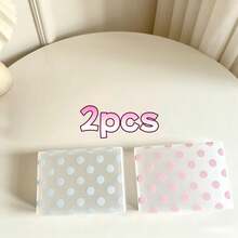 Korean Ins Polka Dot Frosted Plastic Storage Box, Mini Portable Clear Organizer Case For Cards Jewelry Hair Clips Stationery, Cute Dot Pattern Small Container11.58 - A - View 12
