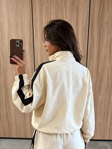 Beautiful Women's Jacket, Women's Spring Jacket, Autumn Jacket, Patchwork Design, Fashionable Versatile, Casual Commute Style, Autumn New Arrival, Elegant Winter Coat - Apricot - View 7