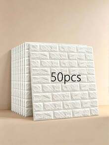 50pcs 3D Brick Pattern XPE Foam Self-Adhesive Waterproof Moisture-Proof Ceiling Stickers, Easy To Apply And Remove, Easy To Clean And Cut, Suitable For Kitchen, Living Room, Bathroom, Hallway, 3mm Thick - Multi-color - View 6