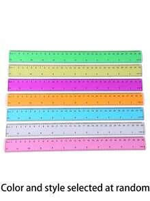 1/4/8/10pcs 12.09 Inch Plastic Rulers, Flexible Transparent Multicolor, With Centimeter And Inch Scales, Suitable For Classroom, Office, Teachers, Essential School Supplies - Multicolor - View 6