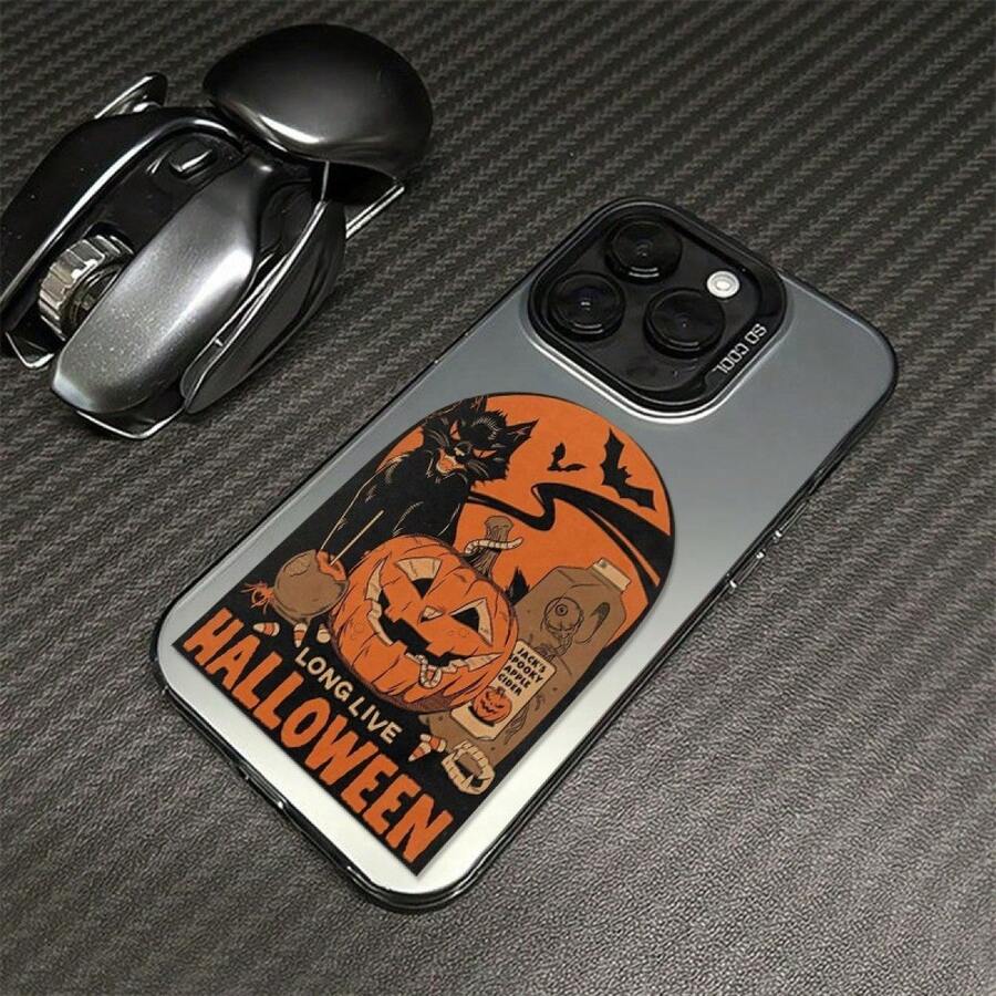 [24h Shipping From DE]Apple 18 17 16 15 Promax  13 14 15 Phone Case -  Style Personalized With Halloween Cat Pumpkin Lamp Cider Bat Candy Long-Haired Girl Jumping Beach Balloon Pattern Printing, Anti-Slip, Suitable For GalaxyS 26 Ultra, 25/24/23/22/21/18/17, Air, XSMax, XR - Image 1 1 Pc - View 1