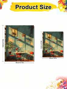 DIY Vintage Cafe Interior With Warm Sunlight (Frameless 8x12 / 16x20 Inches) Paint By Numbers Kit (Acrylic) Arts & Crafts For Adult Beginners, Home Wall Decor, And Creative Holiday Gifts - Sets - View 3