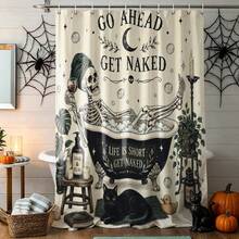 1pc Skull Bathtub Shower Curtain, Vintage Design, Waterproof Bath Curtain, Suitable For Bathtub Divider, Bathroom Decor And Bathroom Accessories, Home Decor Gift - Multicolor - View 7