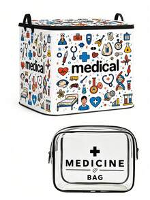 Clothing And Medicine Storage Box With Transparent Storage Bag, Creative TNT Fun Storage Box, Foldable Large Capacity Home Clothes Storage Organizer With Lid, Zipper Storage Box, Quick-Pull Foldable Bag, Blanket Organizer Bag, Bathroom Storage Box, Home Gift, Guest Room Storage, Wardrobe Organizer Box, Household Essential, Moving Day Must-Have, Dorm Storage, Back To School Gift, Perfect Gift - Multicolor - View 13