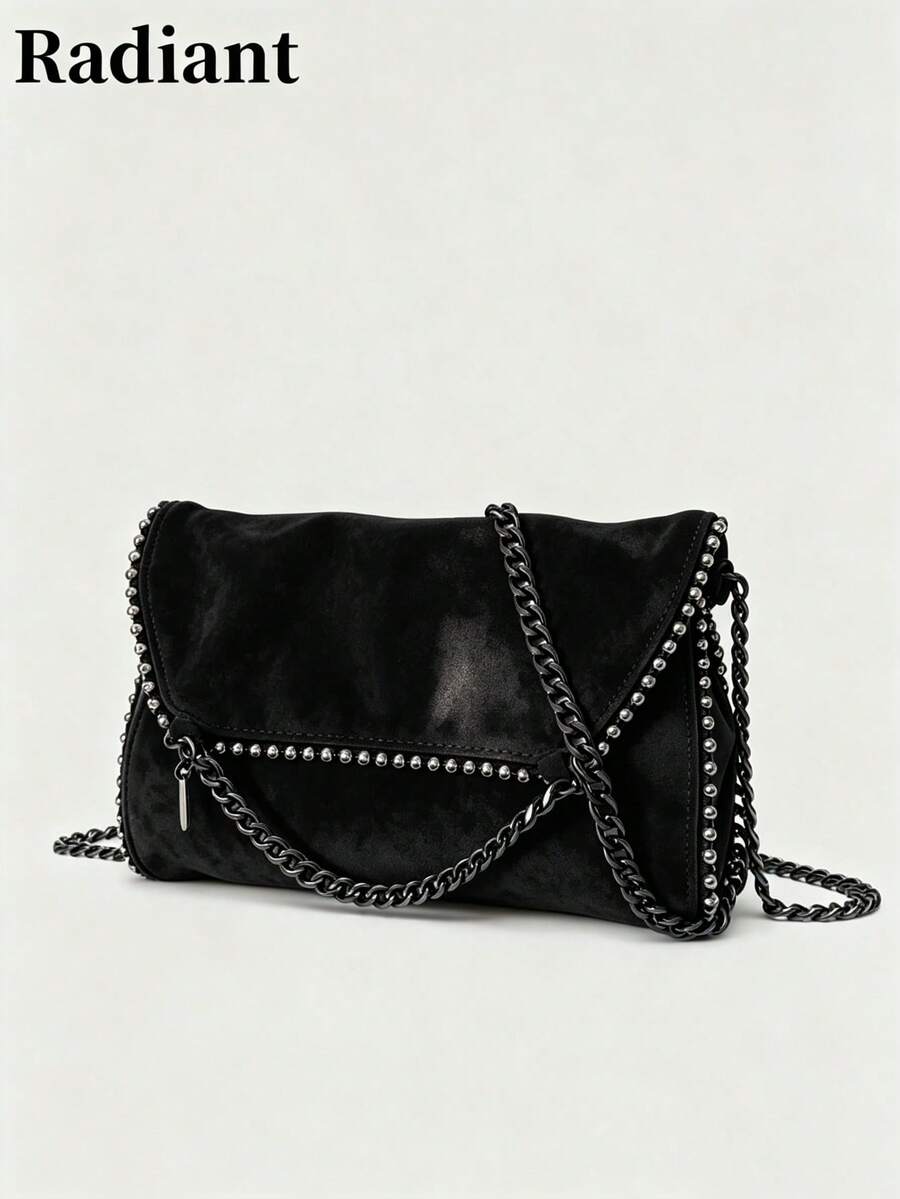 Women's Fashion New Solid Color Rivet Mini Shoulder Crossbody Bag Niche Design Wallet