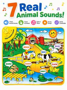 兒童音樂農場動物遊戲墊，內含10首歌曲，觸控感應動物聲音學習地板玩具，女孩玩具，玩具，兒童玩具，男孩女孩通用玩具，生日派對用品，兒童派對禮物，遊戲 - 彩色 - 查看 9