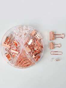 1 Set Multi-Function Paper Clips, Binder Clips, Push Pins And Butterfly Clips Combination Set, Suitable For Office And Study Folders - A - View 9
