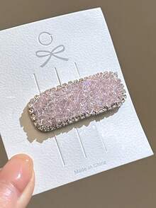 2PCS /3PCS Exquisite Sugar-Coated Rhinestone Side Hair Clips, Rhinestone-Edged Rectangular BB Side Clips, Pink Blue Purple Three Colors, Date Casual Vibe Hair Accessories - Multicolor - View 11