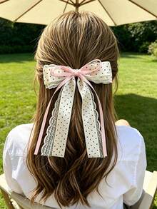 2pcs Polka Dot Bow Hair Clips, Half-Up Hair Accessories - Multicolor - View 6