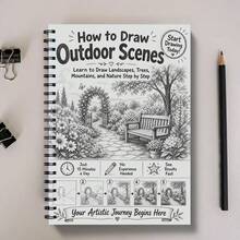 Outdoor Scene Painting Book, Adult Drawing Practice, Sketch Landscape, Beginner Friendly, Relaxing And Stress Relief, Mind And Body (Pencils Not Included) - Single Piece - View 11