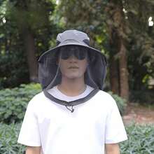 Outdoor Foldable Wide Brim Sun Hat, Dark Gray & Khaki - Multicolor - View 13