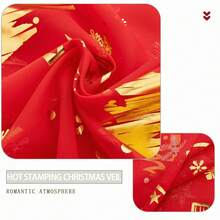1 Panel Red Christmas Curtain, Christmas Tree & Snowflake Gold Foil Print Pattern Transparent Window Curtain, Light Filtering Window Decor, Suitable For Christmas Living Room, Bedroom, Door Curtain, Window Sheer - Red - View 5