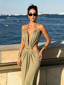 Women Long Dresses - Green - View 1