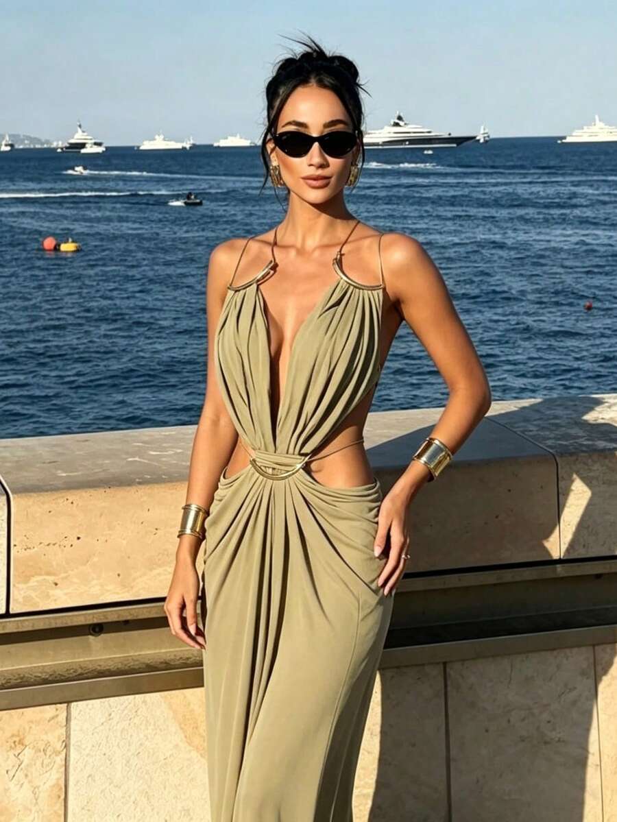 Women Long Dresses - Green - View 1