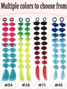 2pcs Of Colorful 24 Inch Synthetic Bubble Ponytail Hair Extensions, Suitable For Daily Carnival Festival And Gathering Wear - Multicolor - View 6