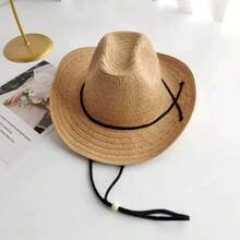 Men's Summer Straw Sun Hat Wide Brim Panama Straw Hat Beach Hat With Windproof Rope - Straw Hat - View 10