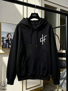 Women's Crew Neck Sweatshirt, Travel Hoodie With Pocket, Cotton T-Shirt, Basic Autumn-Winter Sweatshirt For Women - Black - View 3