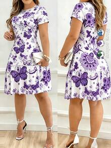 Women Short Dresses - Purple - View 1