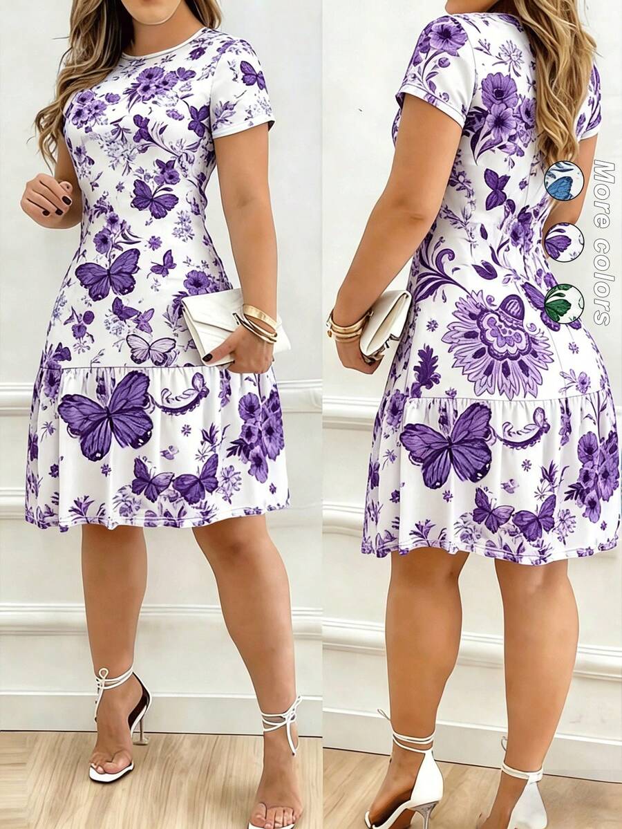 Women Short Dresses - Purple - View 1