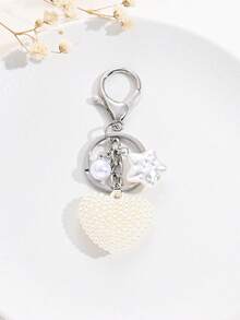 1pc Elegant Faux Pearl Heart Star Elephant Keychain, Bag, Earphone Case, Phone Case Accessory, Creative Gift - Multicolor - View 13