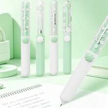 4pcs Mulo Lucky Four-Leaf Clover Rotating Neutral Pens, Natural Green Cartoon Pocket Pens, 0.5mm Black Ink Refill, Lucky Four-Leaf Clover Theme Design, Fresh Natural Green Color Scheme, Healing Cartoon Appearance, Refreshing And Eye-Catching, 0.5mm ST Pen Tip, Even And Smooth Ink Flow, Fluent Writing, Clear And Neat Handwriting, Rotating Ink Core Structure, Twist Pen Body To Extend Ink Core Without Cap - A - View 4
