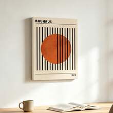 1pc Bauhaus Geometric Pattern Canvas Wall Art Poster, Room Home Decor Aesthetic Decoration, Optional Frame, Abstract Retro Orange Texture Poster, Mid-Century Modern Kitchen Wall Decor - 1PC - View 8