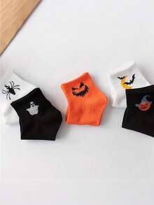 5 Pairs Funny Couple Sweat-Absorbing Casual Socks, Halloween Pumpkin Versatile Short Socks - Multicolor - View 5