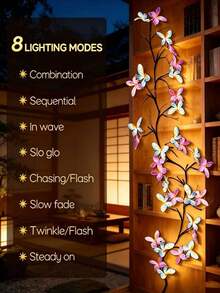1pc USB Powered Butterfly LED Branch Light (Wall Mounted), LED Butterfly Willow Branch String Light, 8 Lighting Modes, Suitable For Indoor/Outdoor Wall, Bedroom, Door/Window Decoration, Holiday Decoration, Party Decoration, Gift And Proposal Scene - Purple Butterfly Vine - View 4