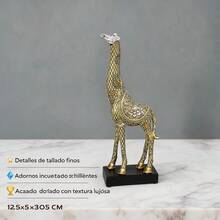 Decorative Resin Giraffe Figurine With Ornamental Details And Black Base, Elegant Sculpture For Living Room Or Bedroom Interior Decor, Dimensions 12.5x5x30.5 Cm - 1PC - View 6