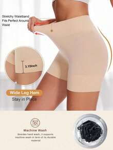 3pcs Plus Size Women's Seamless Cycling Shaper Shorts, Comfortable Smooth Sport Yoga Boxer Briefs, Women Slip Shorts - Apricot - View 7