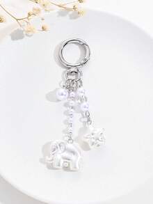 1pc Elegant Faux Pearl Heart Star Elephant Keychain, Bag, Earphone Case, Phone Case Accessory, Creative Gift - Multicolor - View 11