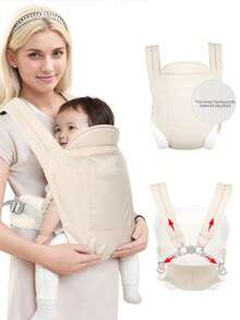 This Multi-Functional Breathable Baby Carrier Is Suitable For All Seasons, Featuring A Detachable Design, Making It Ideal For Daily Use, Travel, And Outdoor Activities. It's The Perfect Portable Baby Travel Gear. With Adjustable And Comfortable Front And Back Shoulder Straps, It's A Wonderful Gift For Expectant Mothers. - Beige - View 10