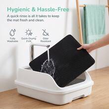 IISVGE Cat Litter Mat, Double-Layer Honeycomb Cat Litter Trapping Mat, Waterproof Backing, Easy To Clean And Washable, Suitable For Small Spaces - Black - View 8