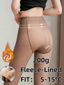 1 Pair Women's Leggings, Coffee Color, 880g Non-Fleece/200g Fleece/300g Thick Fleece, Thermal Lined Leggings, Fits 40-100kg, High Elasticity, Suitable For Any Season Within 25°C, Applicable For Autumn And Winter - Coffee Brown - View 11