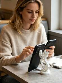 Cute Cat Shaped Plastic Phone Stand, Universal Desktop Phone Accessory, Suitable For All Smartphones, Hands-Free Lazy Design, Supports Dorm Live Streaming And Movie Watching, Perfect Cute Desktop Decoration Gift, Suitable For Women And Schools - Multicolor - View 4