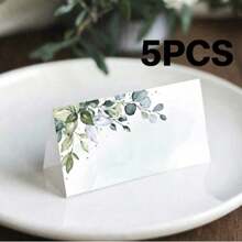 100Pcs Watercolor Olive Leaf Place Cards, Elegant Green Floral Writable Name Cards, Pre‑Scored Easy‑Fold Table Cards For Wedding Baptism Dinner Party, Summer Autumn Harvest Decor, Size 3.54*3.93 Inch - Multicolor - View 14