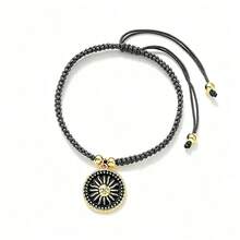 1Pc Vintage Pendant Braided Bracelet Adjustable Boho Nylon Rope Bangle For Women Couple Friendship Beach Jewelry Gift - Sun Black - View 13