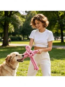 Dog Toy, Interactive Tug-Of-War Training Rope Knot Dog Toy, Detachable DIY Rope Knot Dog Chew Toy - Multicolor - View 3