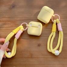 Cream Yellow Silicone Soft Shell Anti-Drop Earphone Case + Keychain Lanyard Compatible With Apple 2/3/4/ Pro 3 New Wireless Earphone Case Pro/Pro 2 Earphone Charging Case Protective Cover Premium Earphone Case - Yellow - View 4